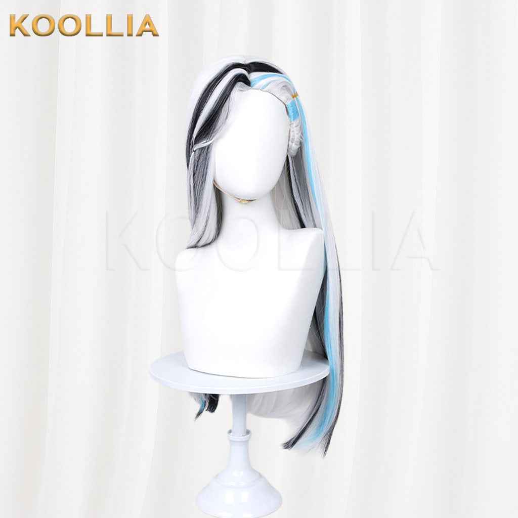 Monster High Frankie Stein Black White Light Blue Long Straight Styled Basic Wig