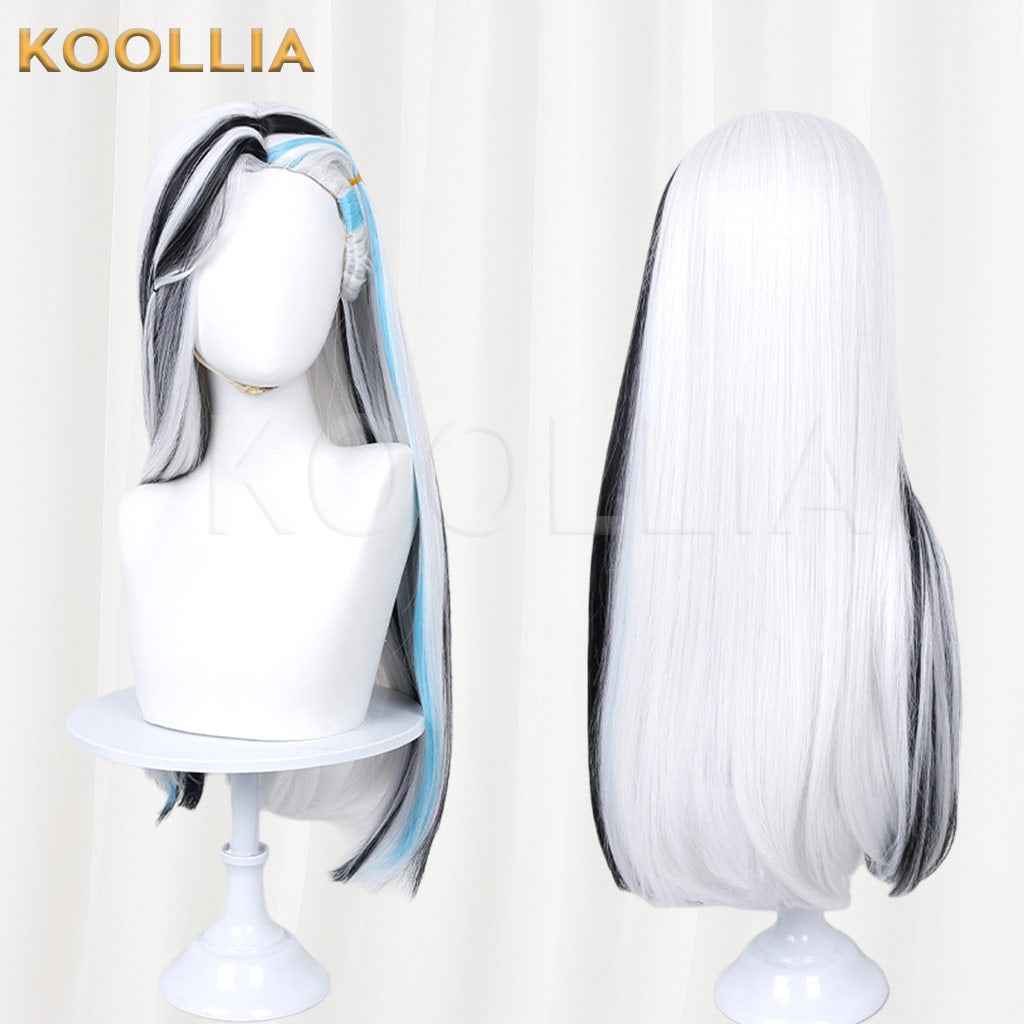 Monster High Frankie Stein Black White Light Blue Long Straight Styled Basic Wig