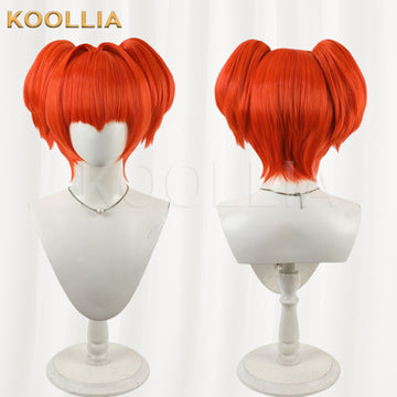 Touhou Project Motoori Kosuzu Wig Bright Orange Red Short With Ponytails Basic Wig
