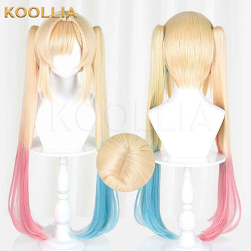 BanG Dream! Nakamachi Arale Blonde Pink Blue Gradient Twin Tails Hair Basic Wig