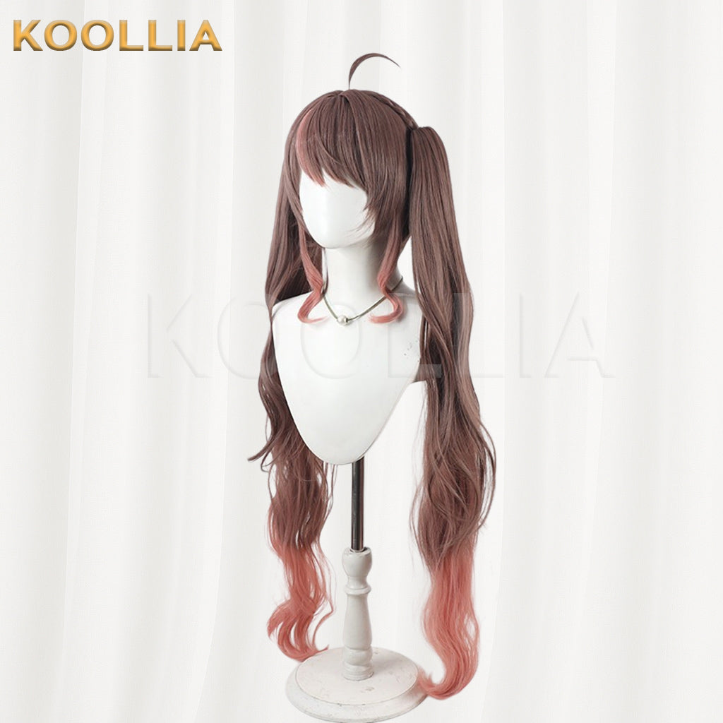Hololive Natsuiro Matsuri Wig Brown Peach Gradient Double Pigtails Basic Wig
