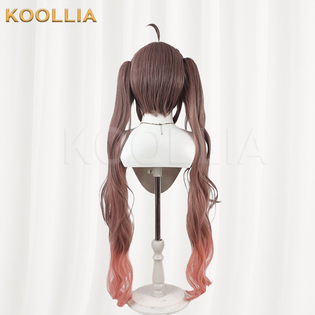 Hololive Natsuiro Matsuri Wig Brown Peach Gradient Double Pigtails Basic Wig