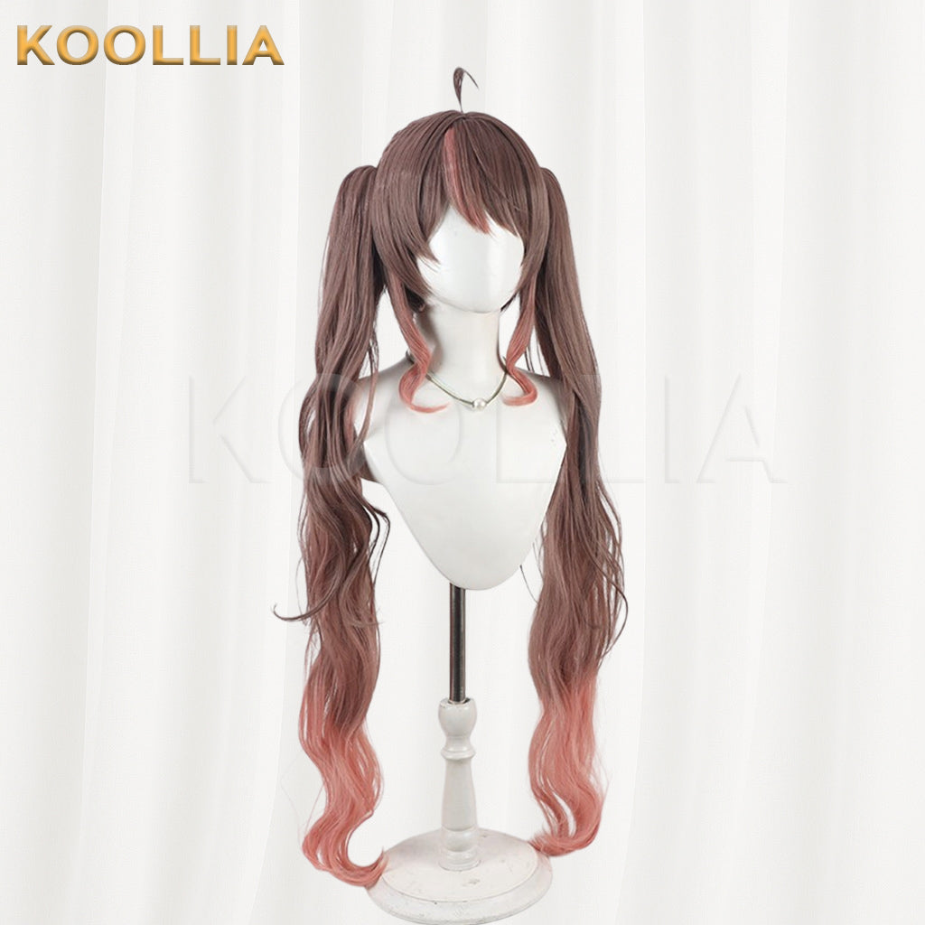 Hololive Natsuiro Matsuri Wig Brown Peach Gradient Double Pigtails Basic Wig