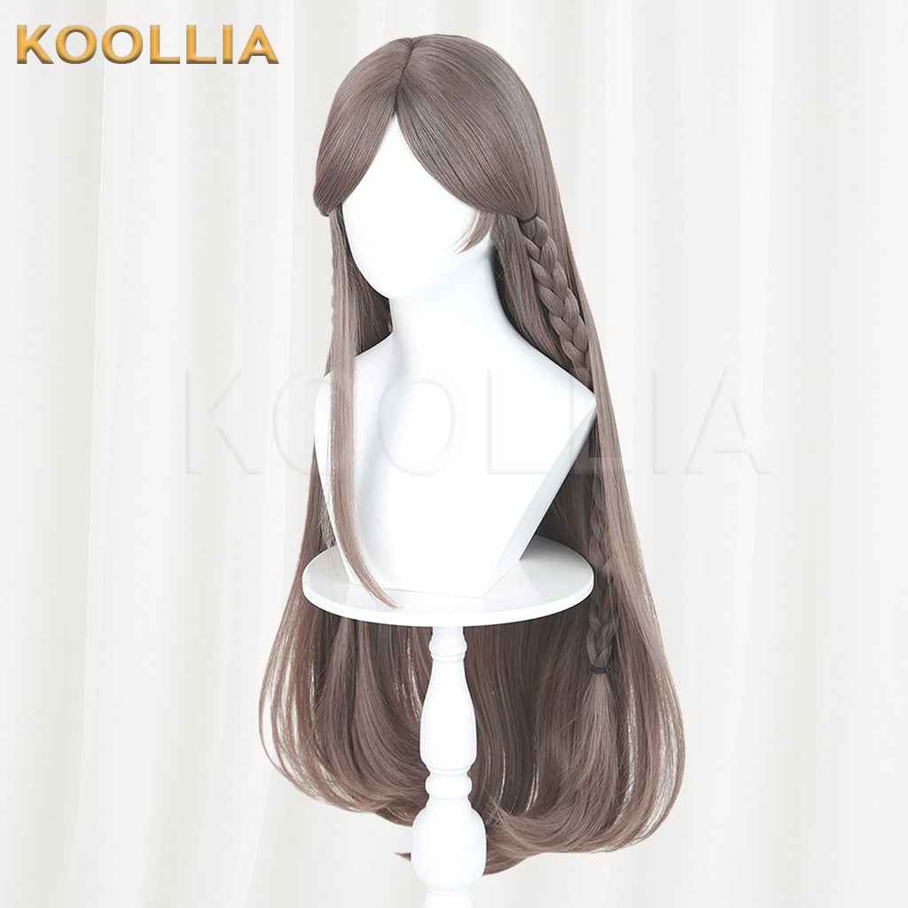 Douluo Continent Ning Rongrong Milk Tea Brown Long Straight Hair With Side Braids Basic Wig
