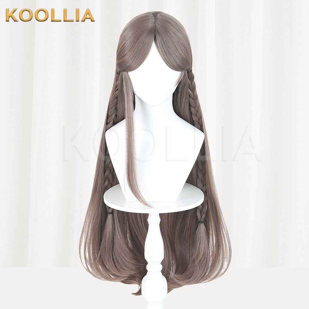 Douluo Continent Ning Rongrong Milk Tea Brown Long Straight Hair With Side Braids Basic Wig