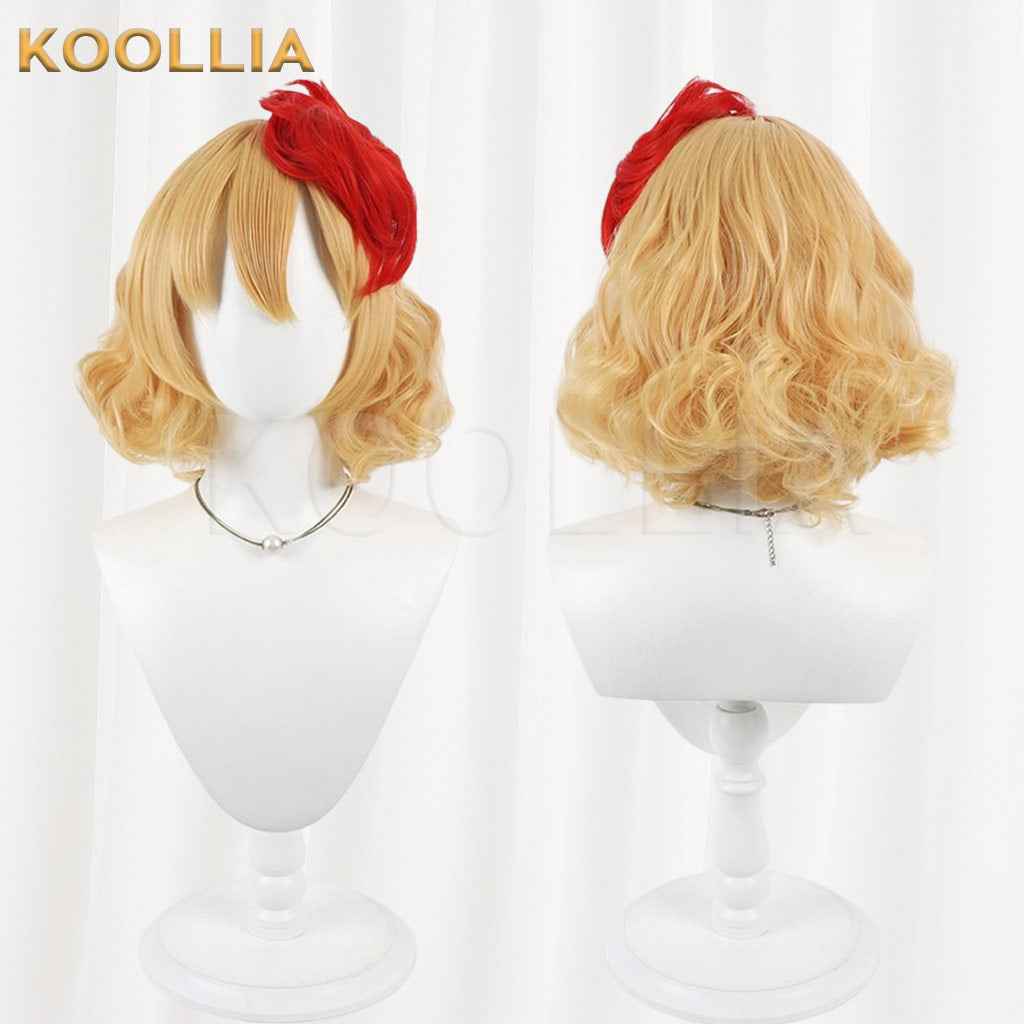 Touhou Project Niwatari Kutaka Light Blonde Basic Wig With Red Bun
