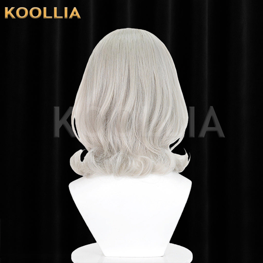 Re:Zero Otto Suwen Wig Light Silver Gray Side Part Short Curly Basic Wig