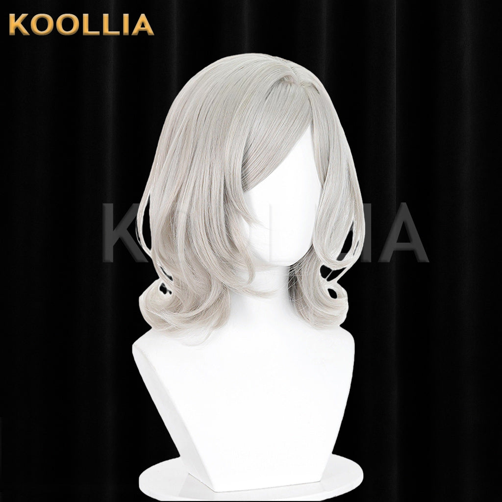 Re:Zero Otto Suwen Wig Light Silver Gray Side Part Short Curly Basic Wig