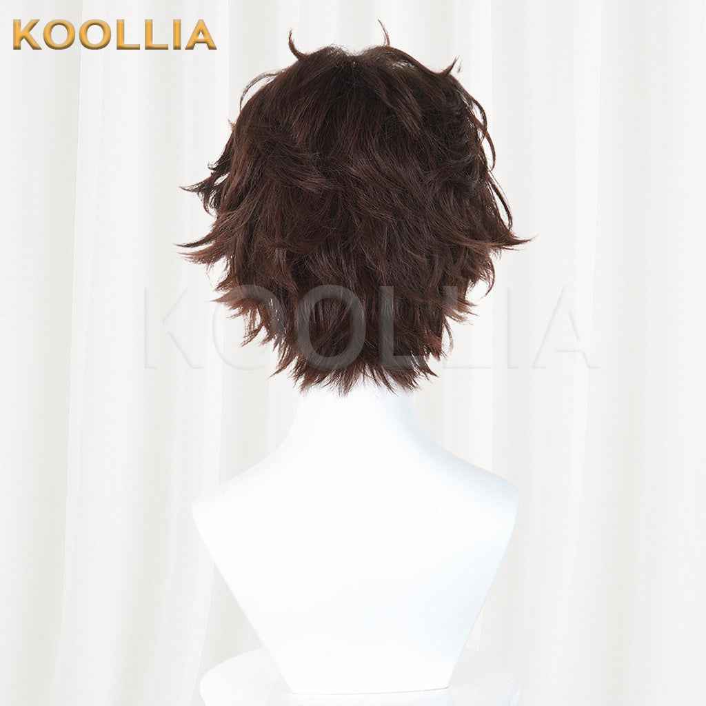 Identity V Prospector Dark Brown Fluffy Messy Short Curly Hair Basic Wig