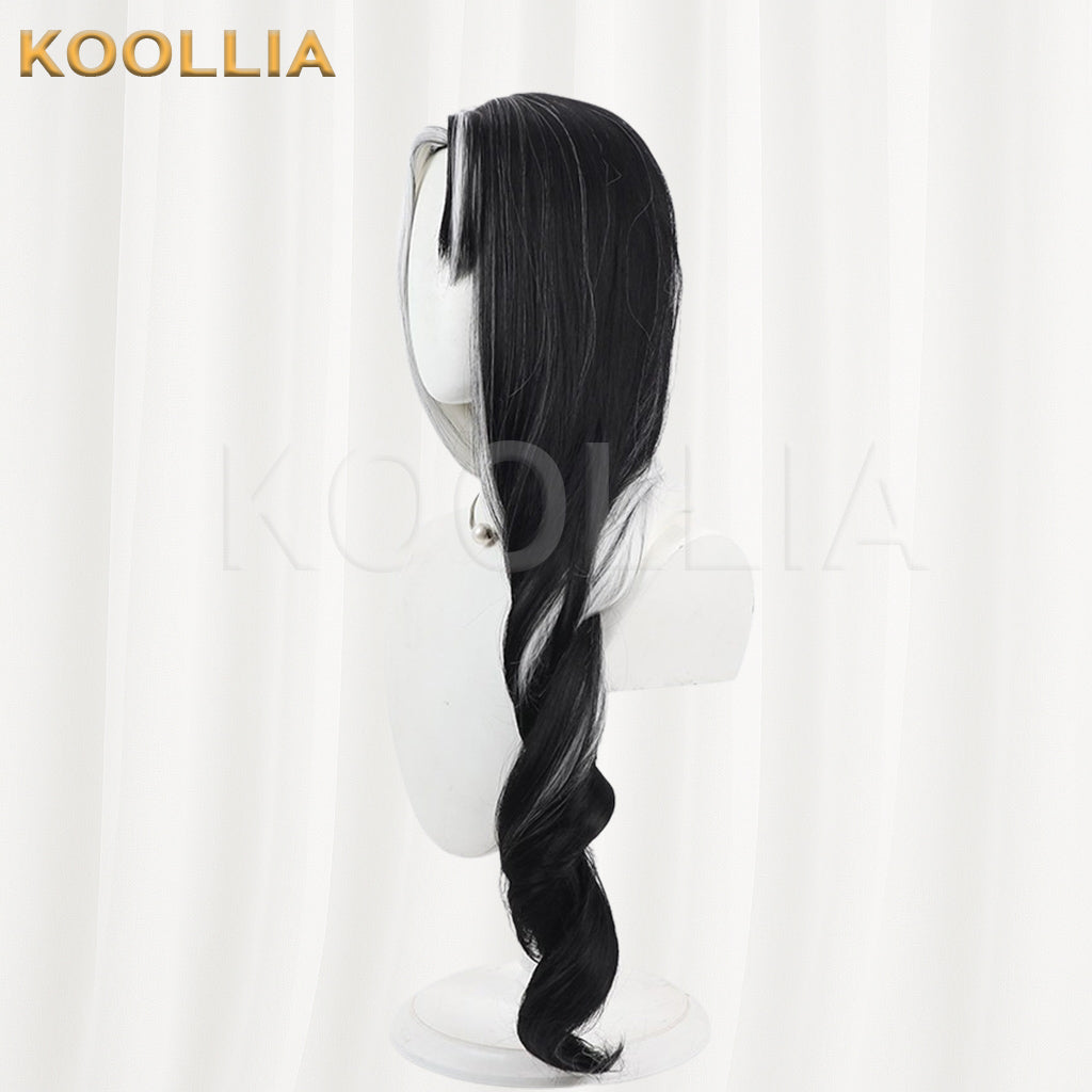 NIKKE Rosanna Wig Black White Two-Tone Long Curly Basic Wig