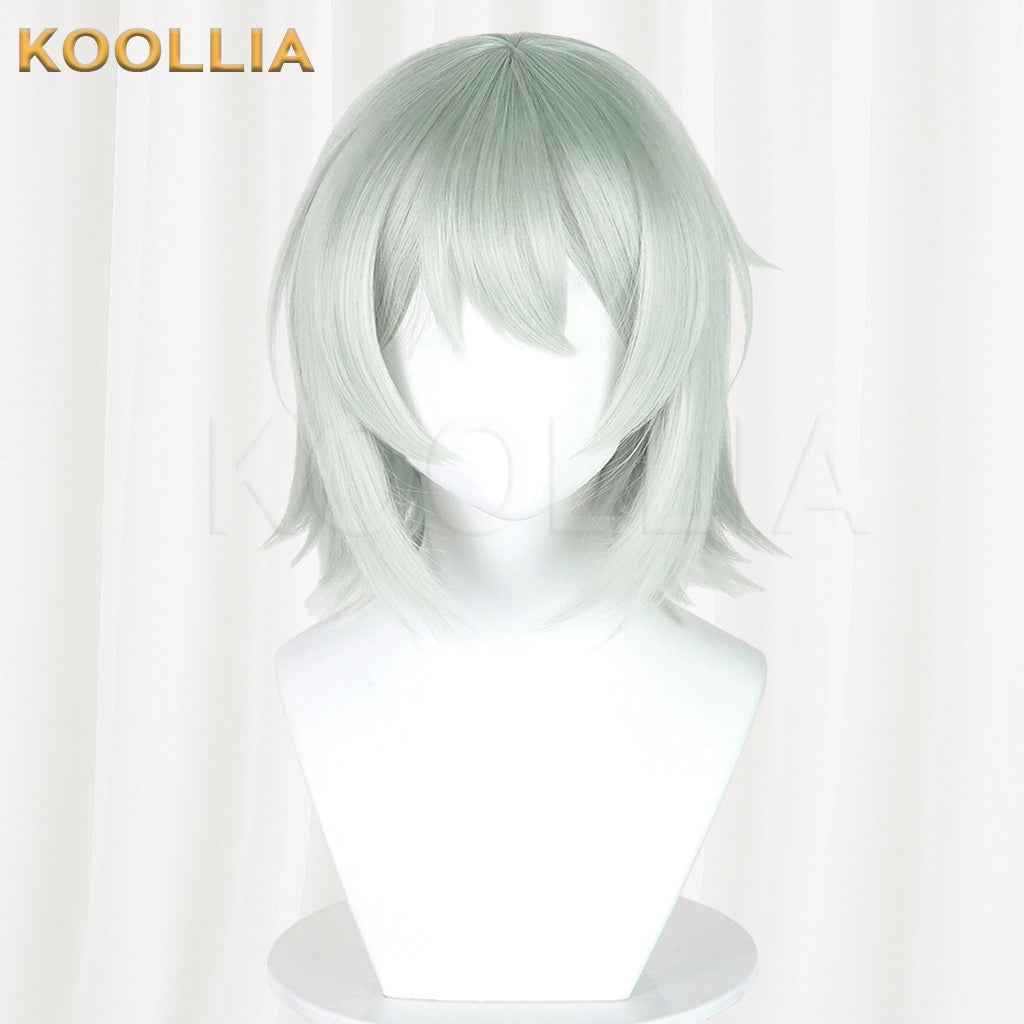 Sato Yaniko Niko Meow Light Mint Gray Green Layered Short Cosplay Wig Mixed Fluffy Silk Basic Wig