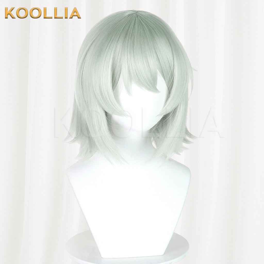 Sato Yaniko Niko Meow Light Mint Gray Green Layered Short Cosplay Wig Mixed Fluffy Silk Basic Wig