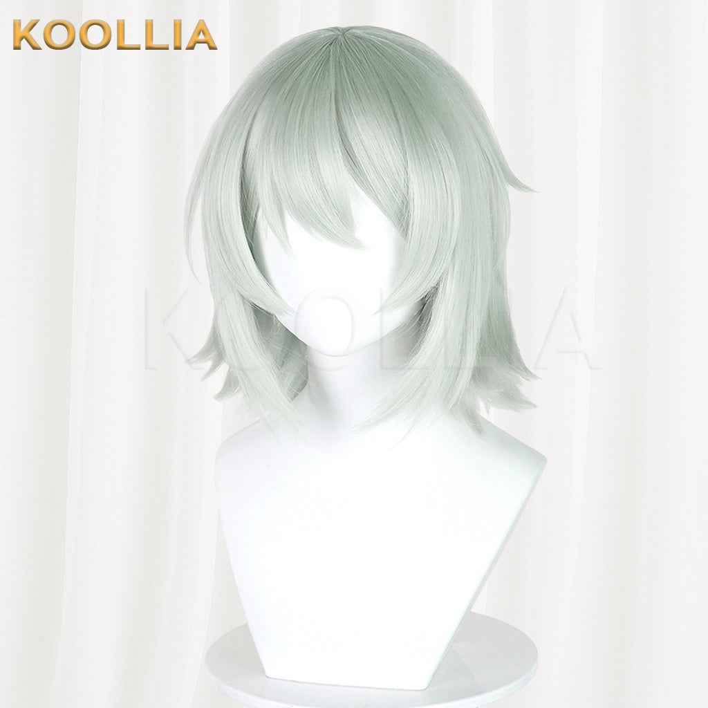 Sato Yaniko Niko Meow Light Mint Gray Green Layered Short Cosplay Wig Mixed Fluffy Silk Basic Wig
