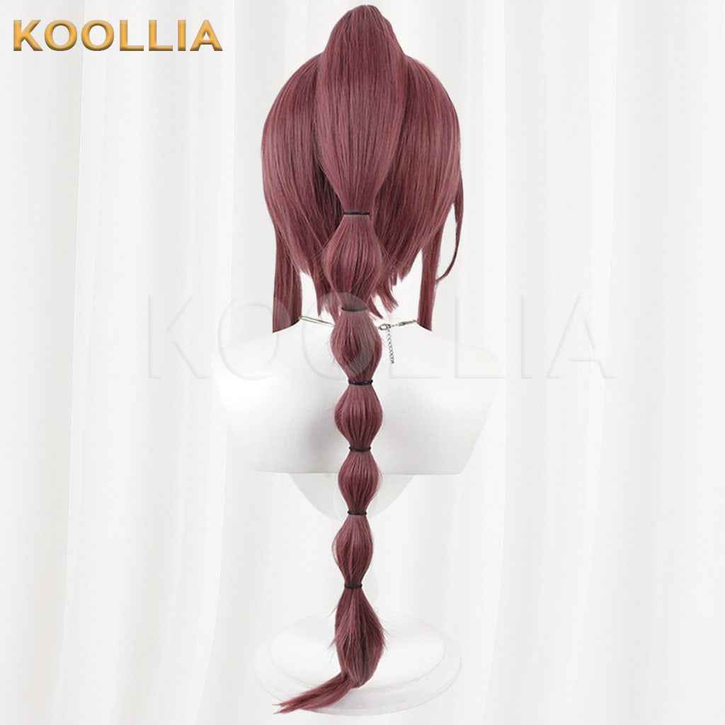 Re:Zero − Starting Life in Another World Shaula Wine Red Brown With Detachable Bubble Braid Ponytail Basic Wig