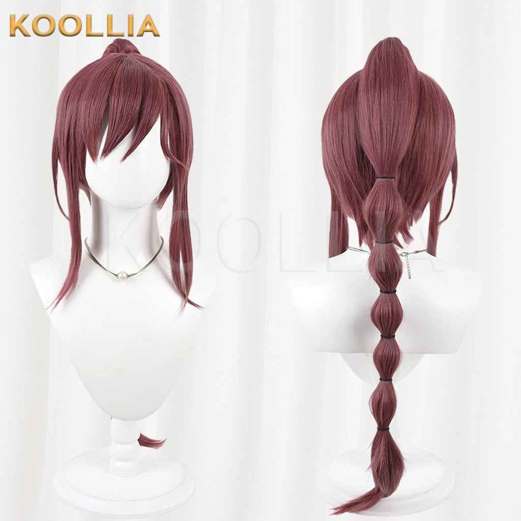 Re:Zero − Starting Life in Another World Shaula Wine Red Brown With Detachable Bubble Braid Ponytail Basic Wig