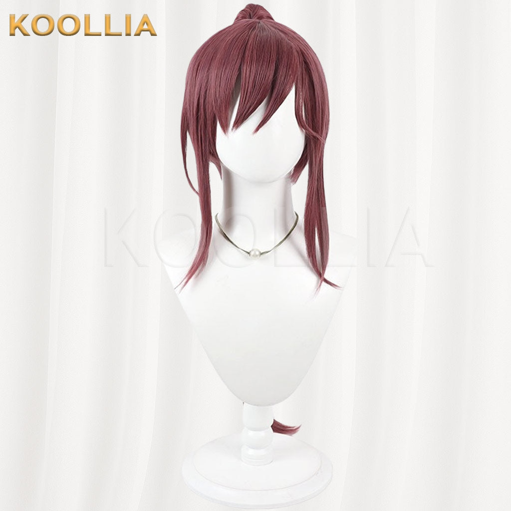 Re:Zero − Starting Life in Another World Shaula Wine Red Brown With Detachable Bubble Braid Ponytail Basic Wig
