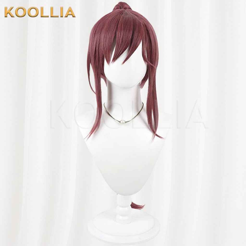 Re:Zero − Starting Life in Another World Shaula Wine Red Brown With Detachable Bubble Braid Ponytail Basic Wig