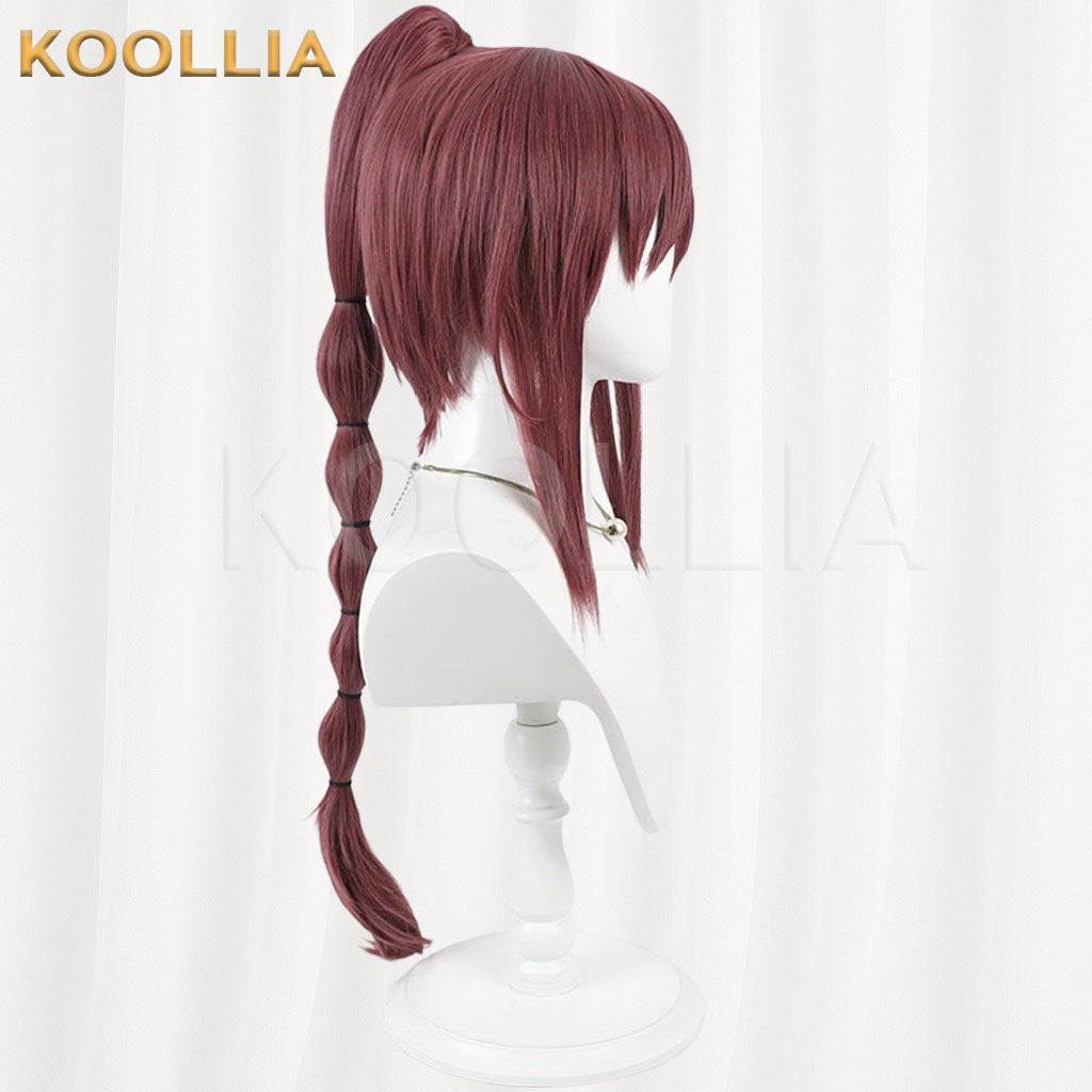 Re:Zero − Starting Life in Another World Shaula Wine Red Brown With Detachable Bubble Braid Ponytail Basic Wig
