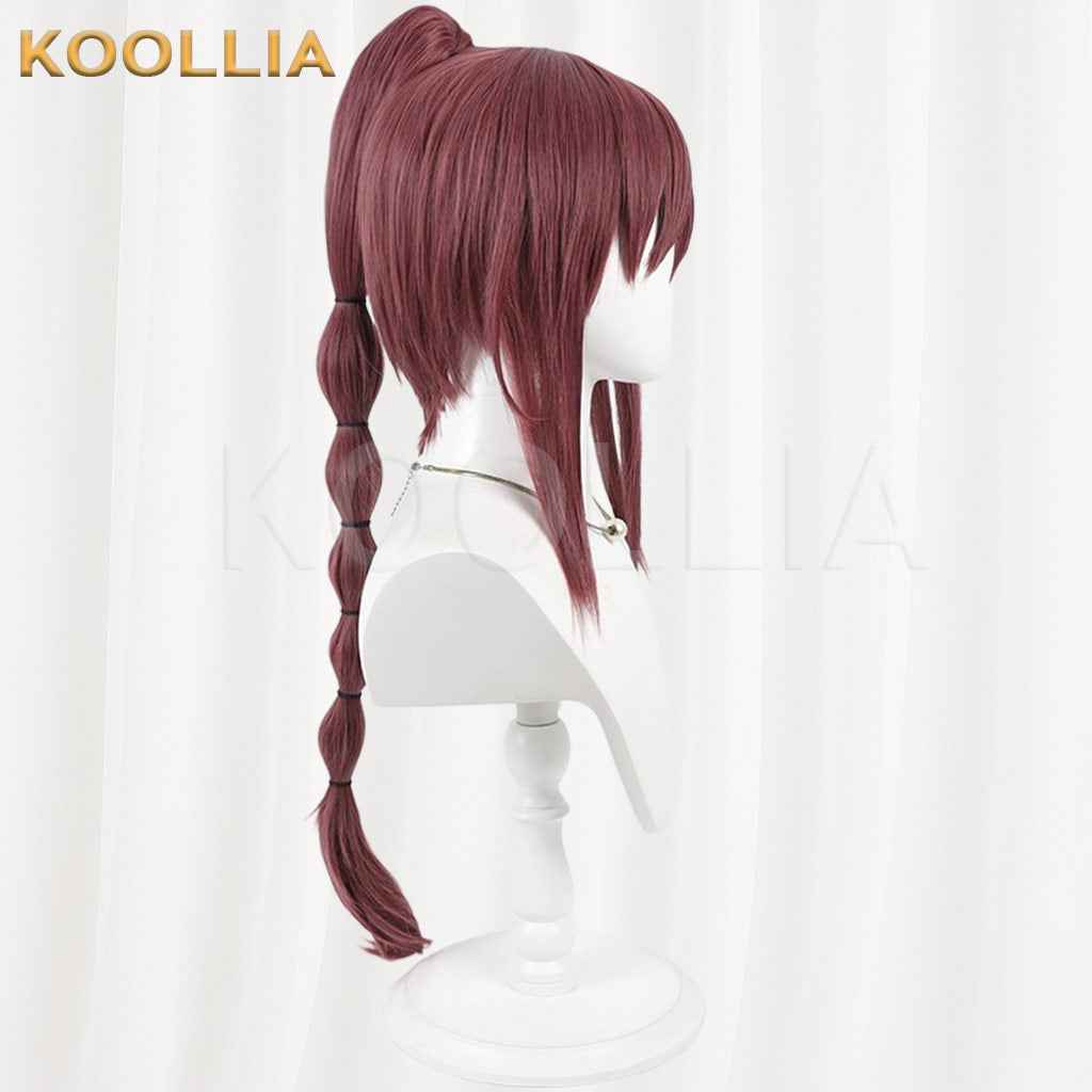 Re:Zero − Starting Life in Another World Shaula Wine Red Brown With Detachable Bubble Braid Ponytail Basic Wig