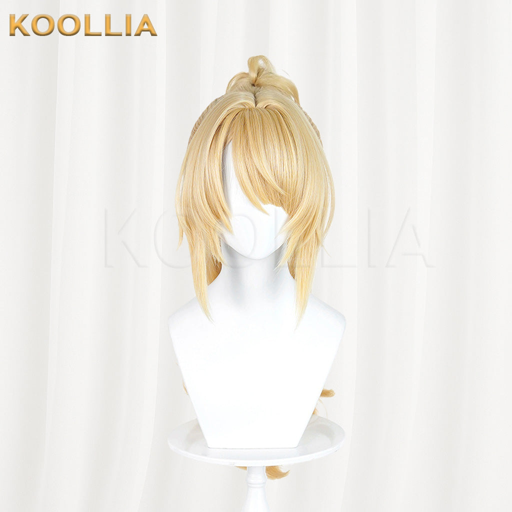 Zenless Zone Zero Sigrid Warm Blonde Wig Detachable Tiger Clip Wavy High Ponytail Realistic Scalp Top Basic Wig