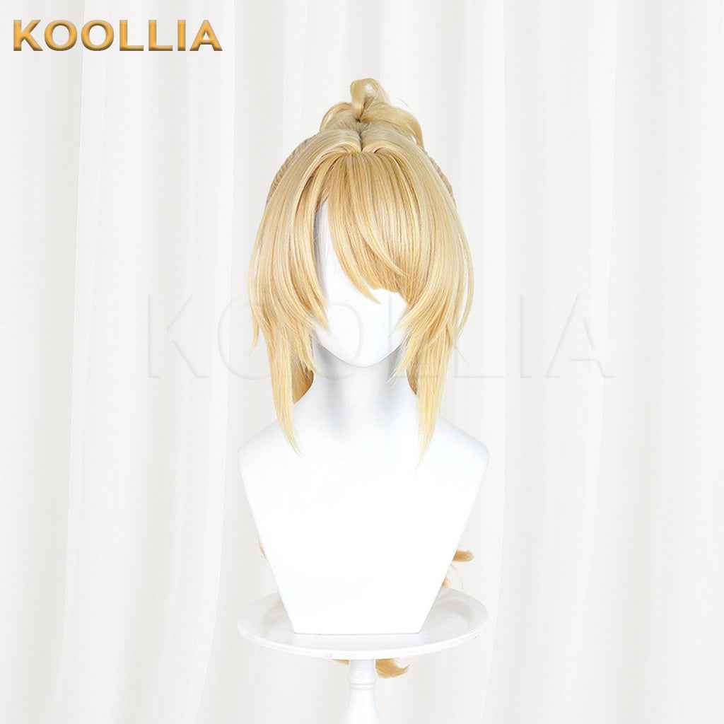 Zenless Zone Zero Sigrid Warm Blonde Wig Detachable Tiger Clip Wavy High Ponytail Realistic Scalp Top Basic Wig