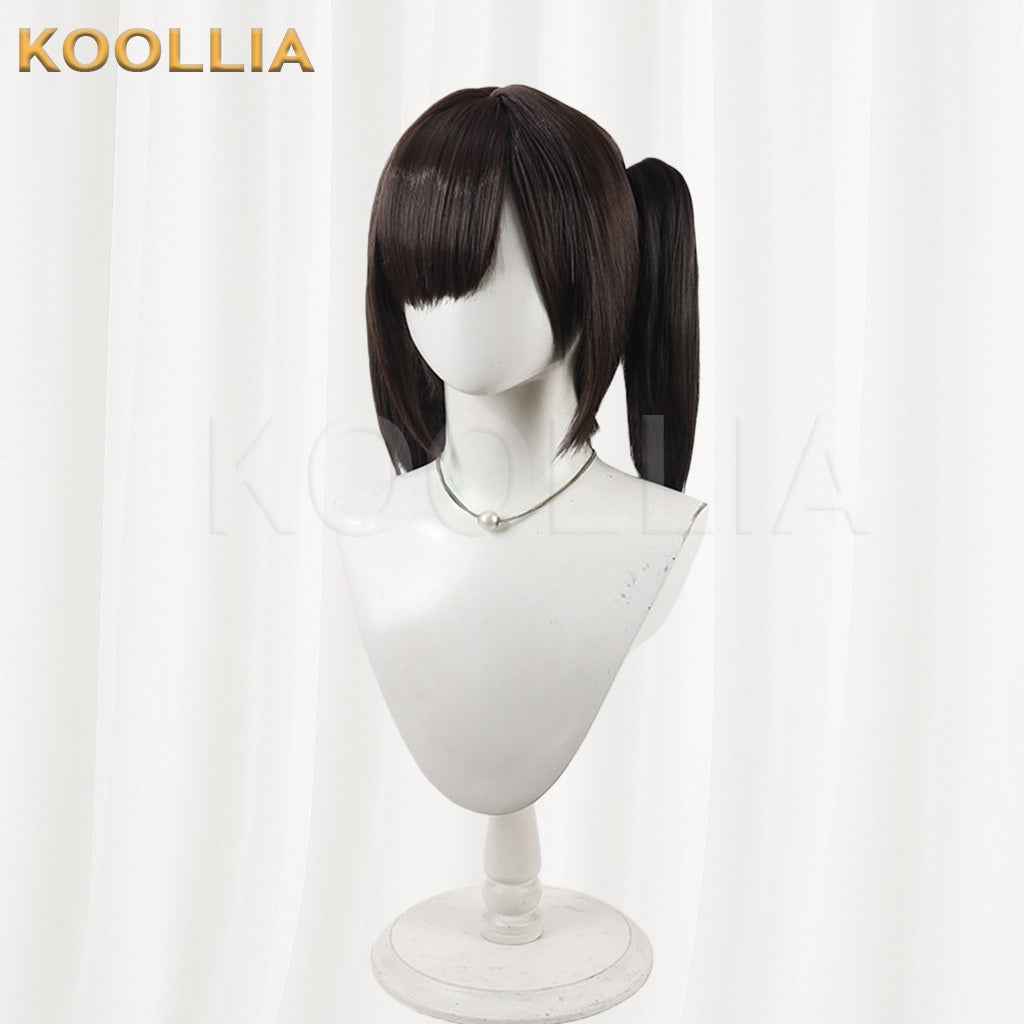 NIKKE Goddess of Victory Sola Dark Brown Black Short Twin Tails Hair Basic Wig