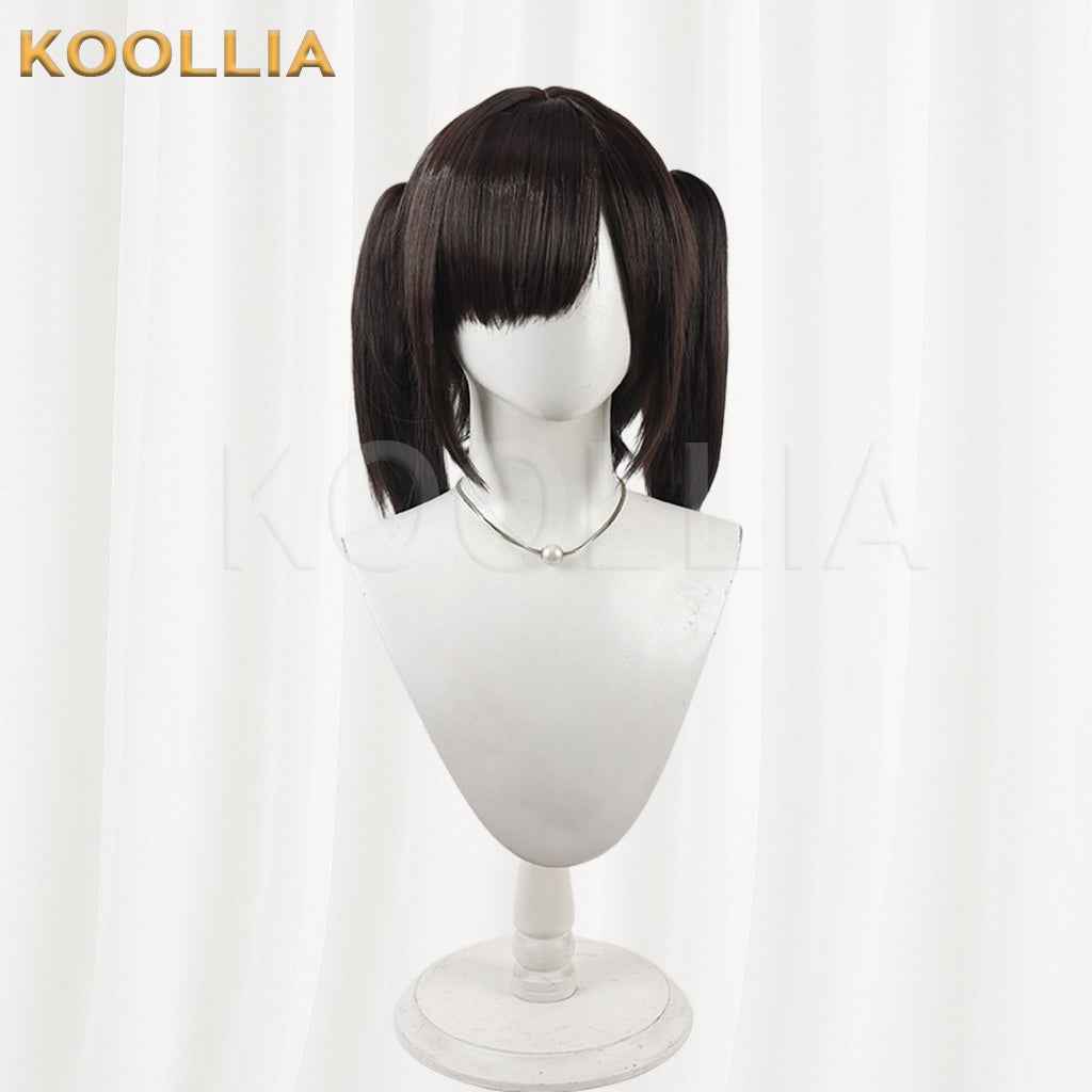 NIKKE Goddess of Victory Sola Dark Brown Black Short Twin Tails Hair Basic Wig