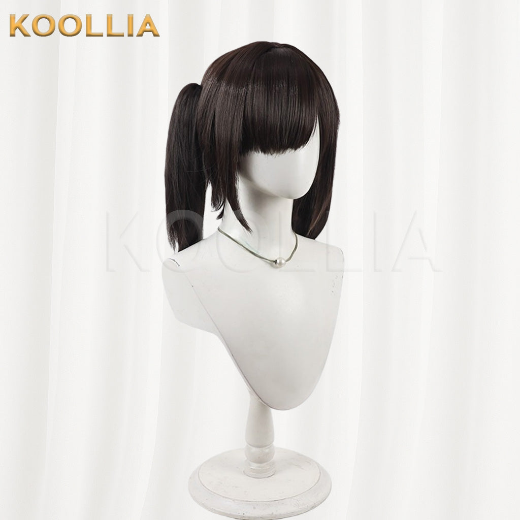 NIKKE Goddess of Victory Sola Dark Brown Black Short Twin Tails Hair Basic Wig