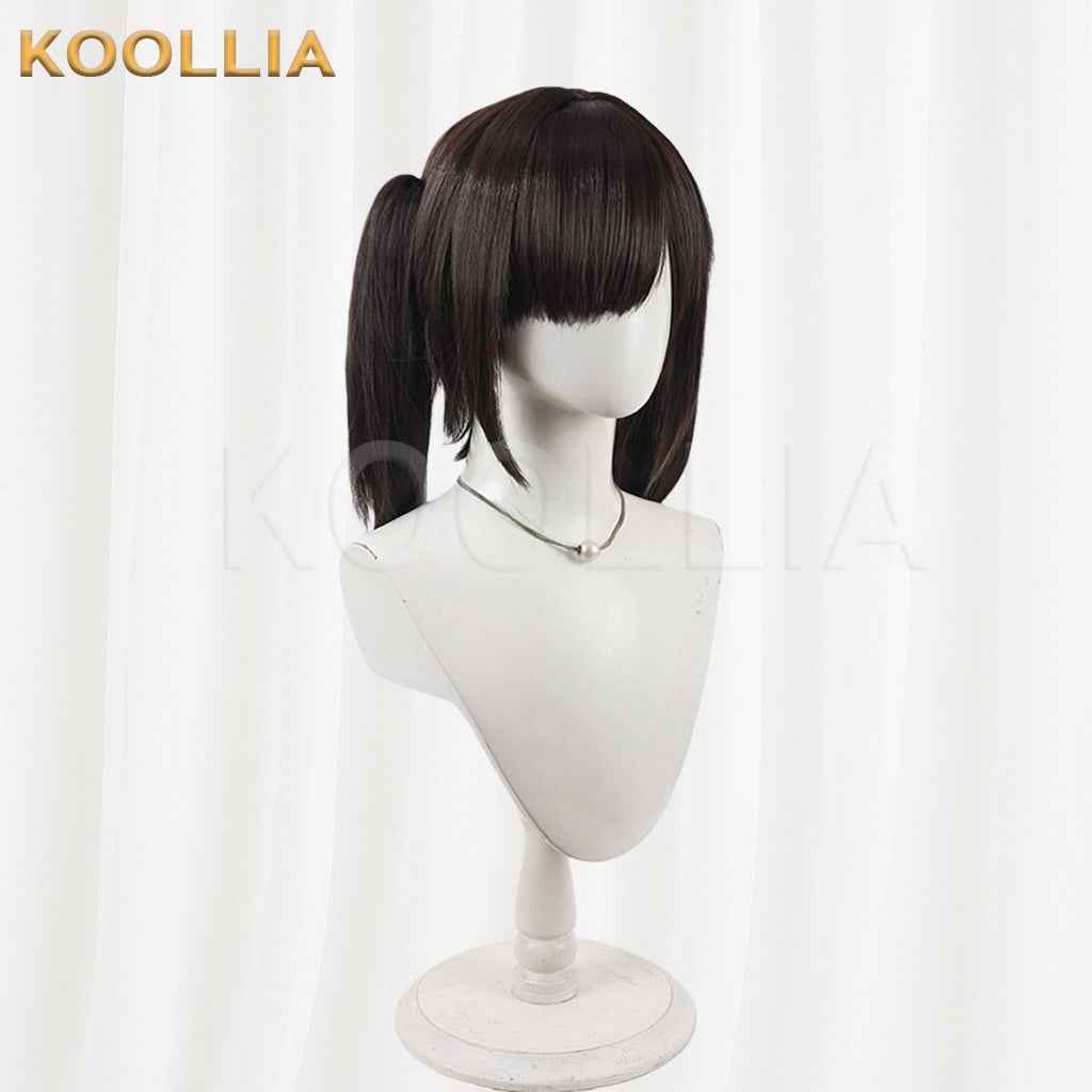 NIKKE Goddess of Victory Sola Dark Brown Black Short Twin Tails Hair Basic Wig