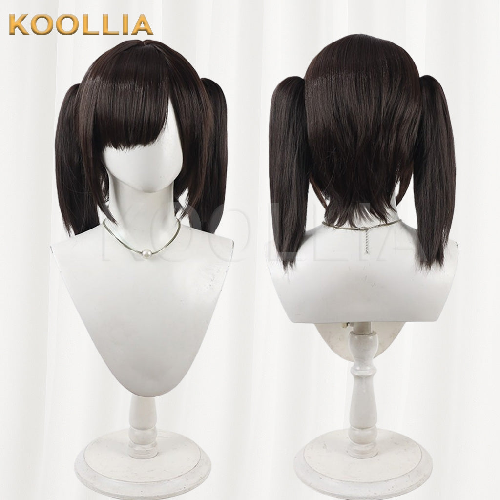 NIKKE Goddess of Victory Sola Dark Brown Black Short Twin Tails Hair Basic Wig