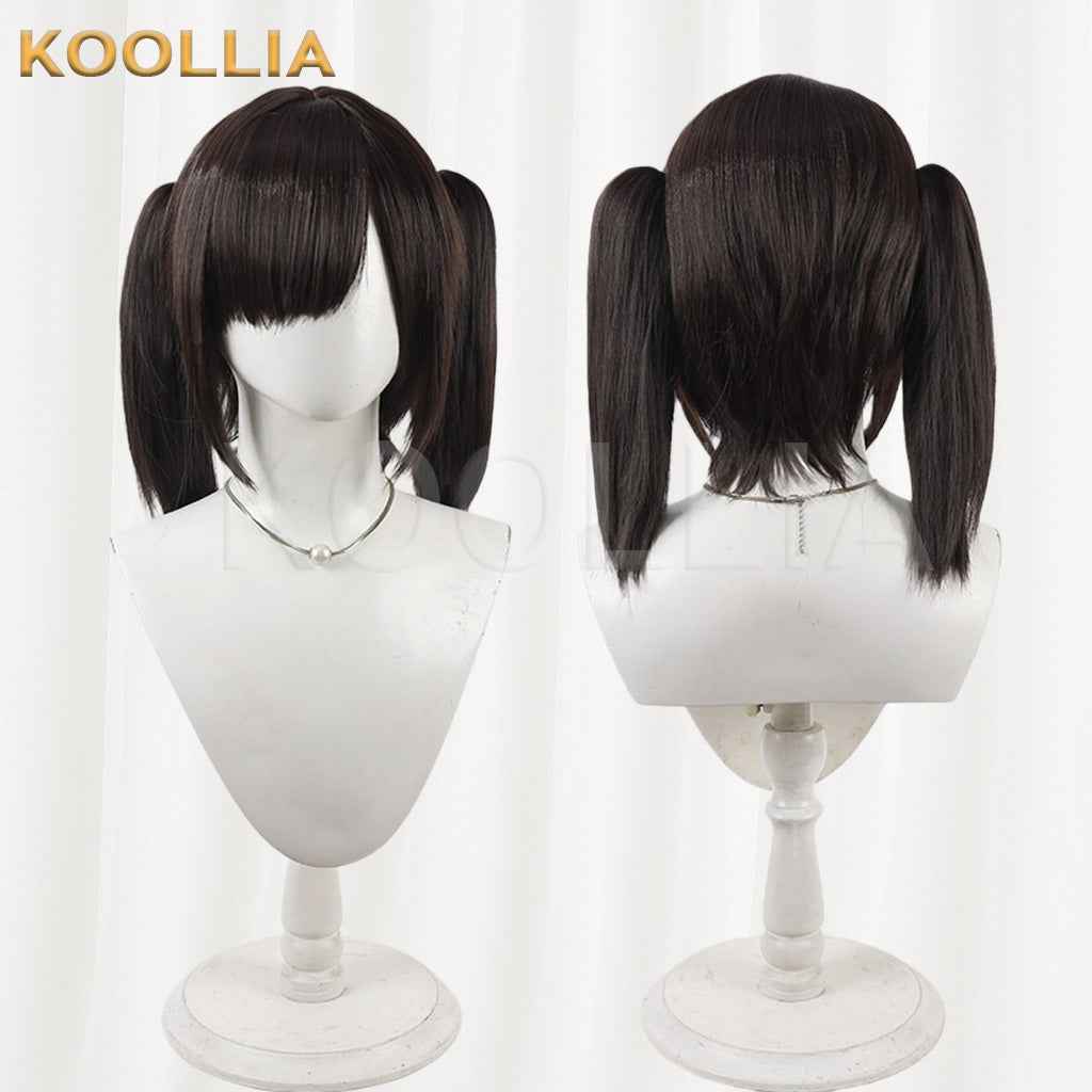 NIKKE Goddess of Victory Sola Dark Brown Black Short Twin Tails Hair Basic Wig