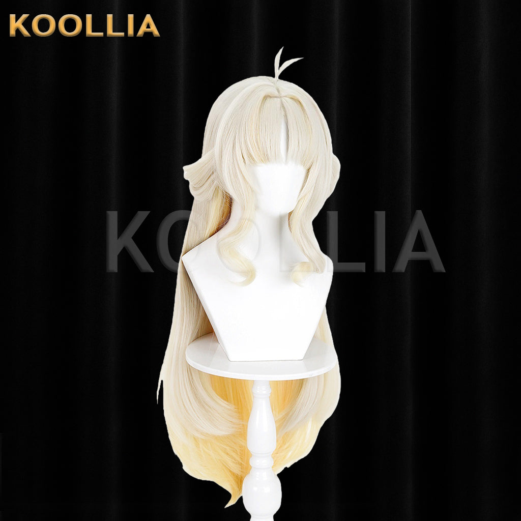 Wuthering Waves Sui Sui Wig Tao Tao Ju Collab Off-White Light Gold Gradient Medium-Long Curly Basic Wig