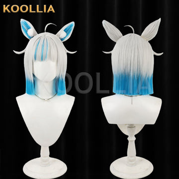 Virtual VTuber Suzuki Hina Wig Silver White Blue Gradient Shoulder Length Short Basic Wig