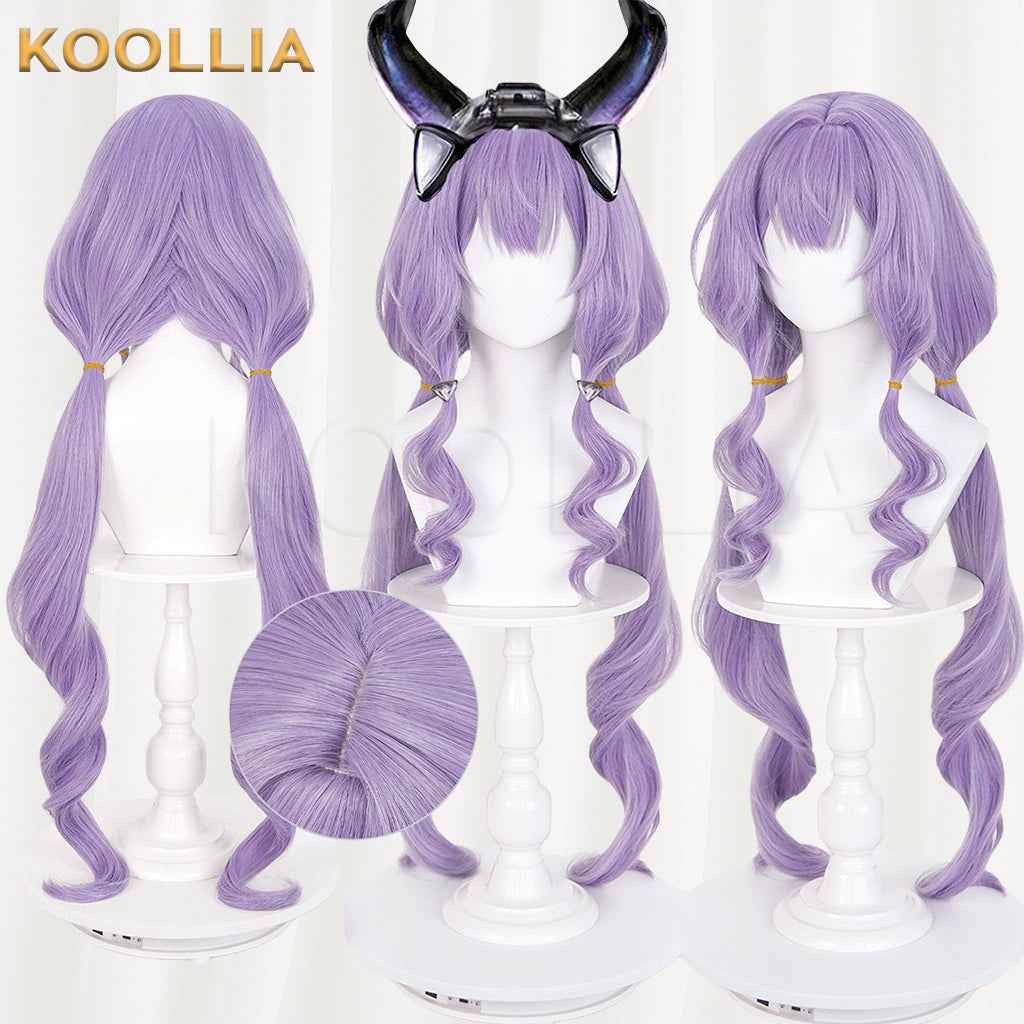 Arknights Endfield Typhon Wig Typhloros Light Lavender Purple Double Low Ponytails Long Straight Basic Wig