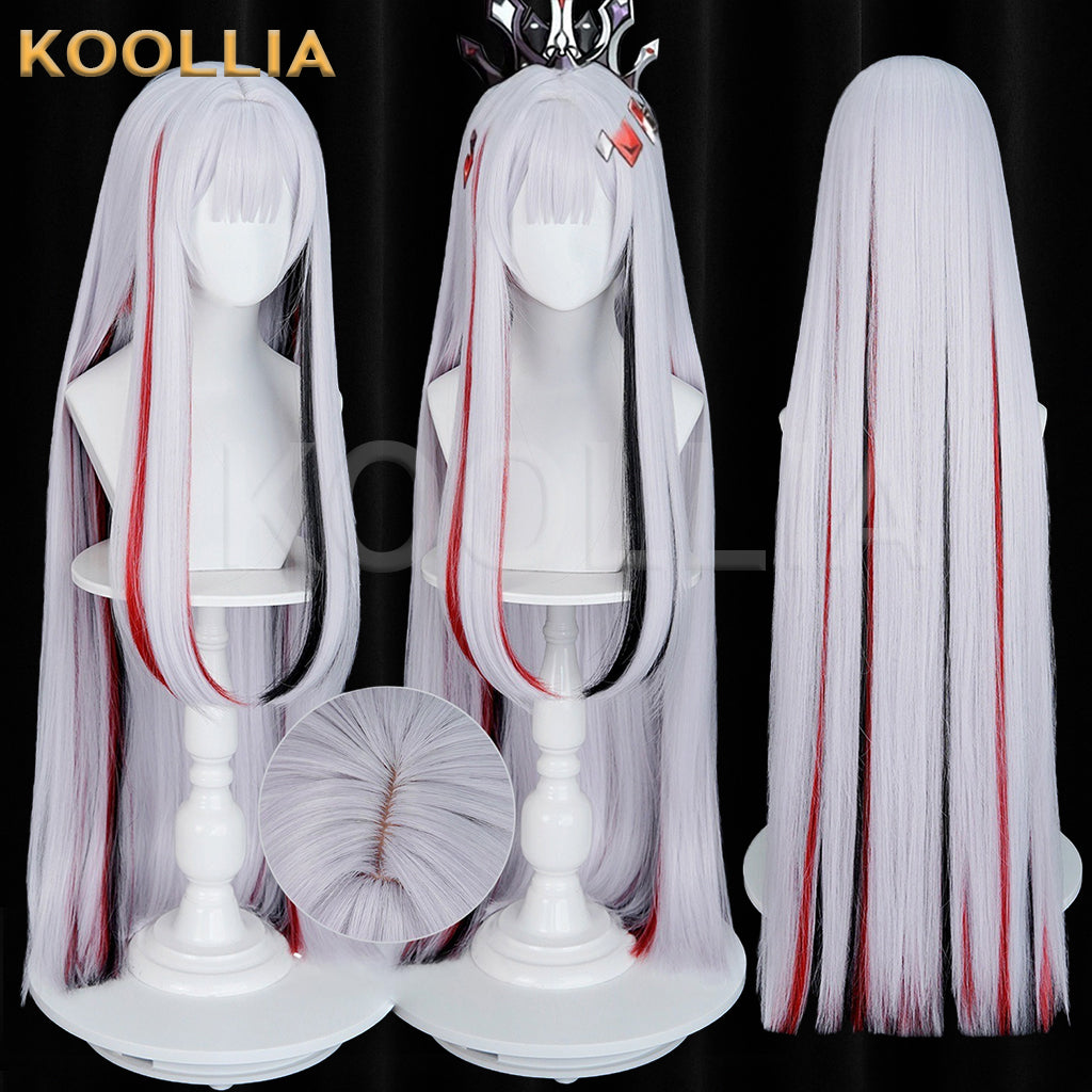 Honkai Star Rail Voidshadow Wig Joy Star Aha Silver White Red Black Highlights Extra-Long Straight Basic Wig