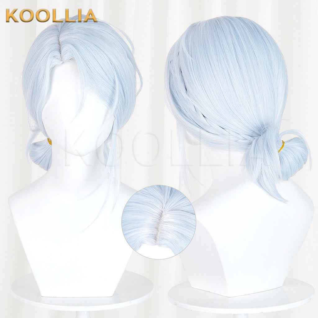 Additional Legacy Wen Xiaohui Light Ice Blue Low Braided Ponytail Cosplay Wig Basic Wig