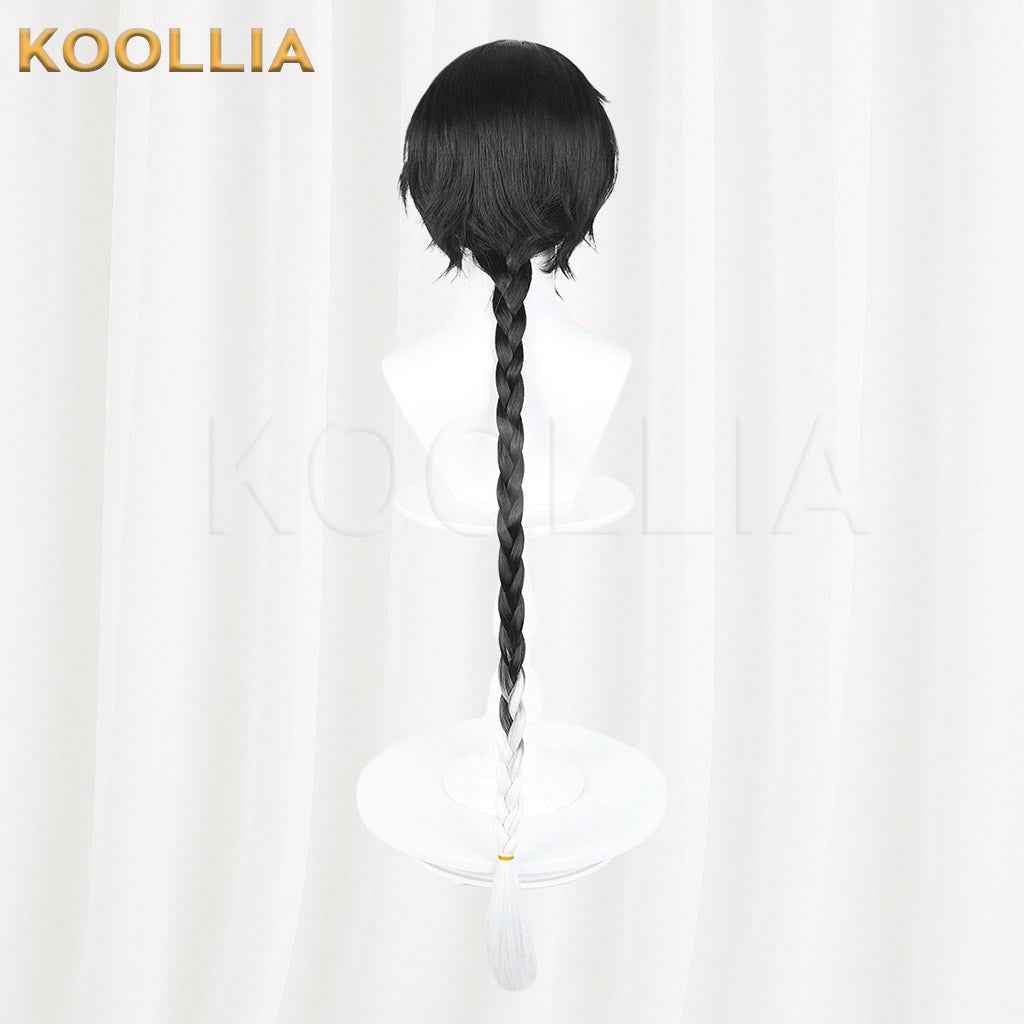 Wuthering Waves Jingran Black To White Gradient Short Hair With Single Braid Basic Wig