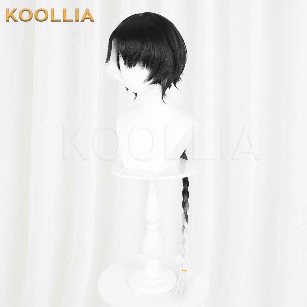 Wuthering Waves Jingran Black To White Gradient Short Hair With Single Braid Basic Wig