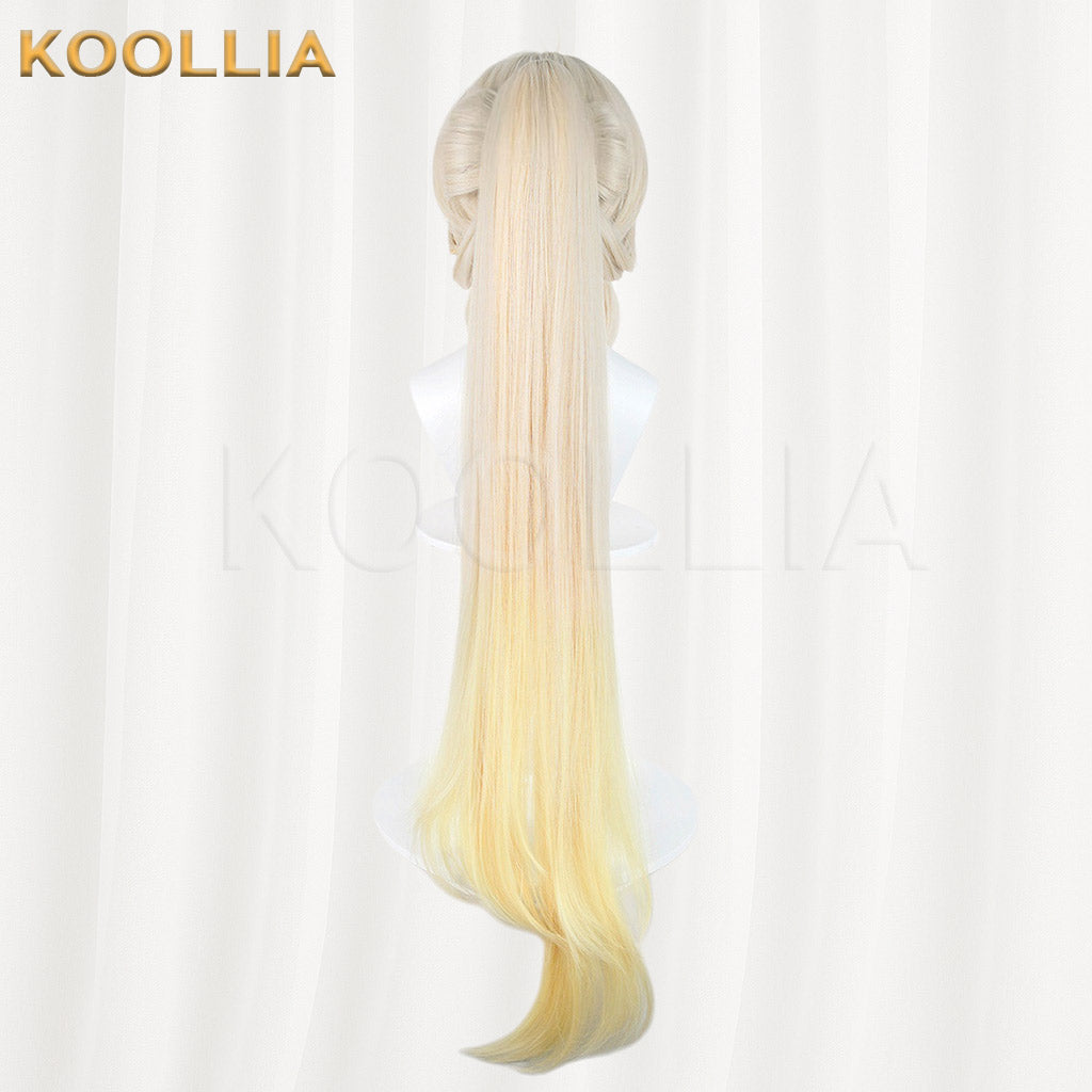 Wuthering Waves Su-Su Cream White Gradient Golden Long Hair Detachable Ponytail Basic Wig