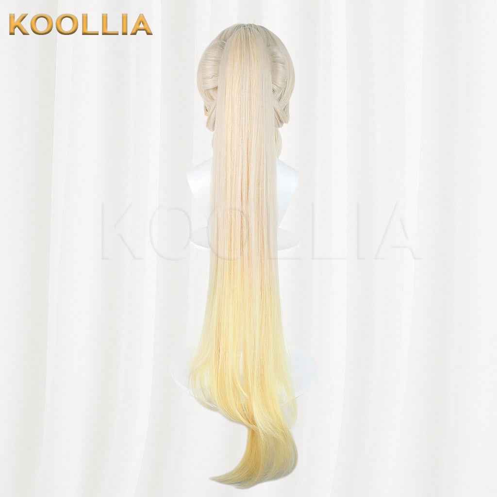 Wuthering Waves Su-Su Cream White Gradient Golden Long Hair Detachable Ponytail Basic Wig