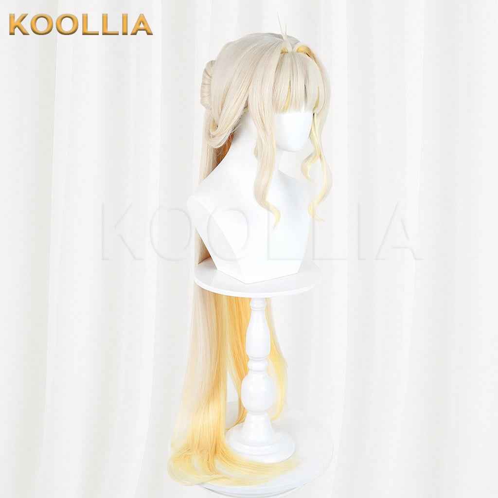 Wuthering Waves Su-Su Cream White Gradient Golden Long Hair Detachable Ponytail Basic Wig