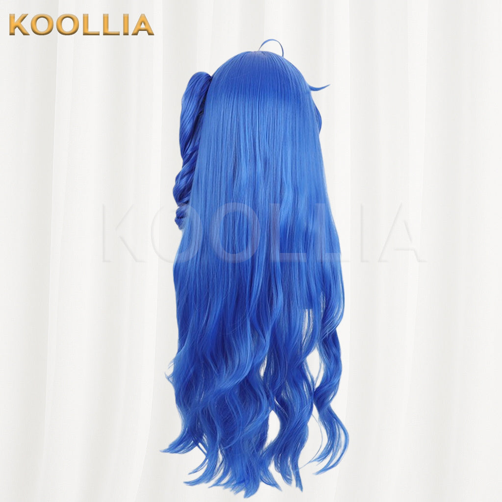 Touhou Project Yorigami Shion Wig Bright Blue Curly Spiral Ponytail Basic Wig