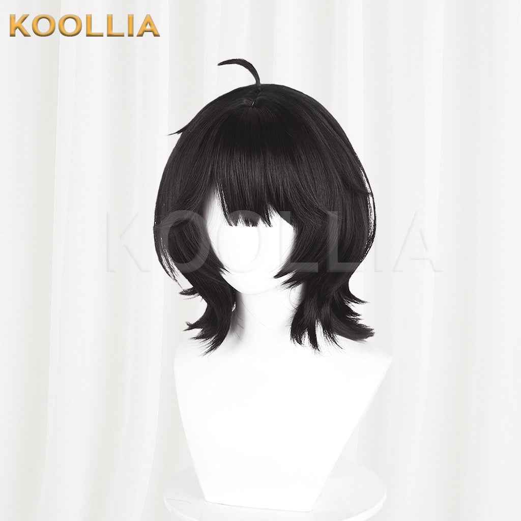Paper Bride 9 Zhao Muxun Solid Black Wolf Tail Short Wig 3D Ahoge Realistic Scalp Top Basic Wig