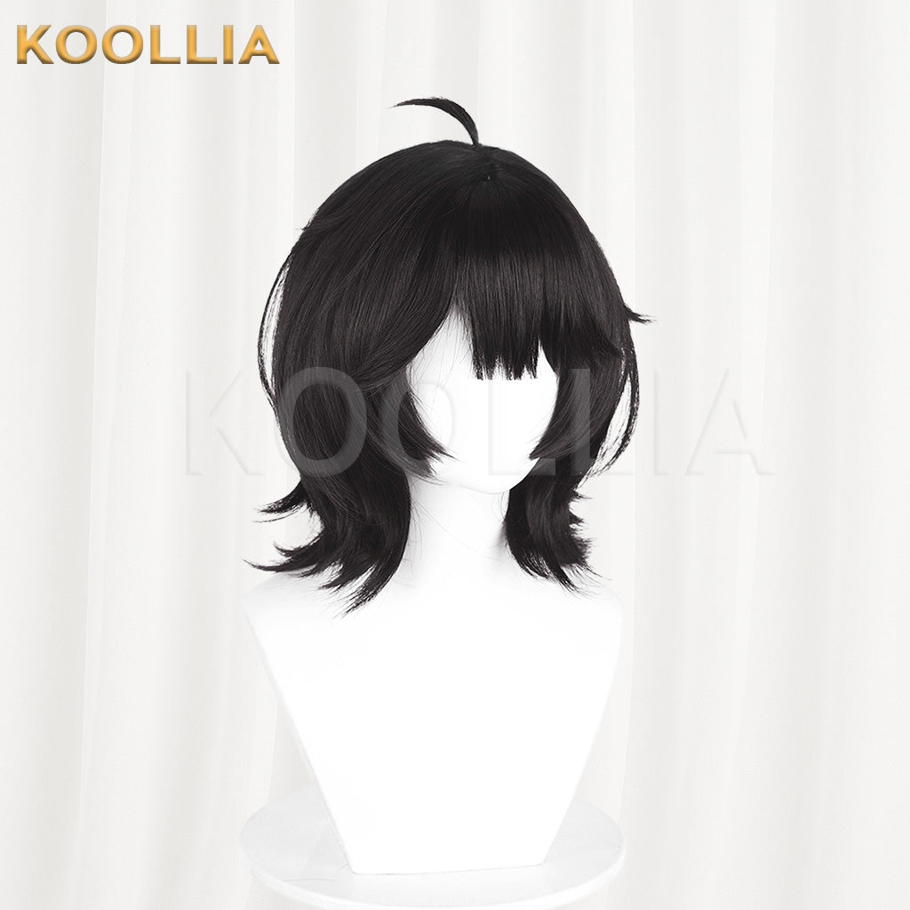 Paper Bride 9 Zhao Muxun Solid Black Wolf Tail Short Wig 3D Ahoge Realistic Scalp Top Basic Wig