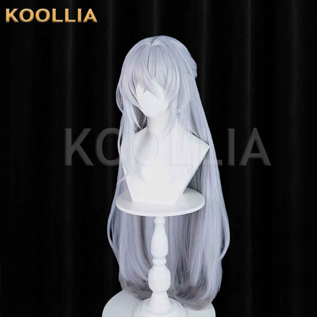 Zenless Zone Zero Alda Silver‑Grey Wig Pre‑Braided Half‑Tied Extra‑Long Straight Hair Realistic Scalp Top Basic Wig