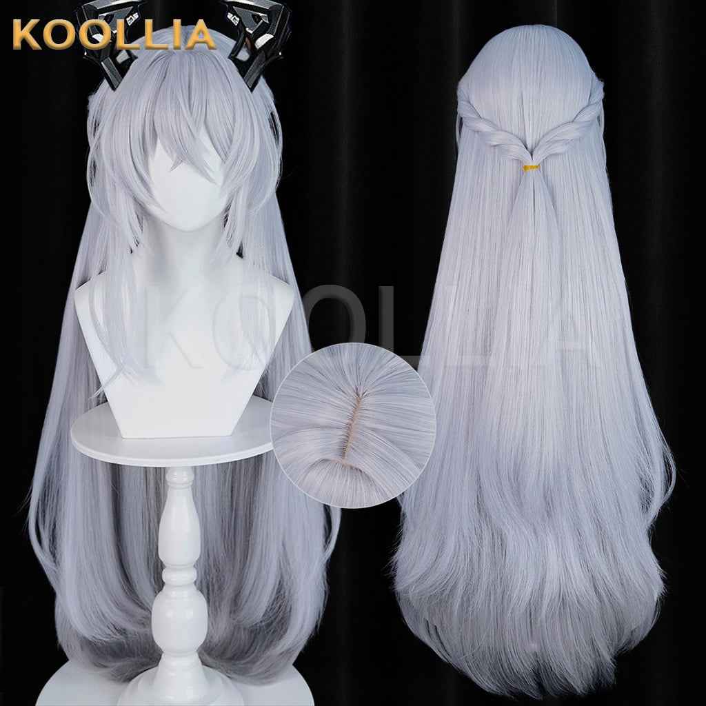 Zenless Zone Zero Alda Silver‑Grey Wig Pre‑Braided Half‑Tied Extra‑Long Straight Hair Realistic Scalp Top Basic Wig