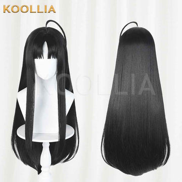 GIRLS BAND CRY Awa Subaru Wig Jet Black Realistic Scalp Top Extra‑long Straight Wig With Ahoge Basic Wig