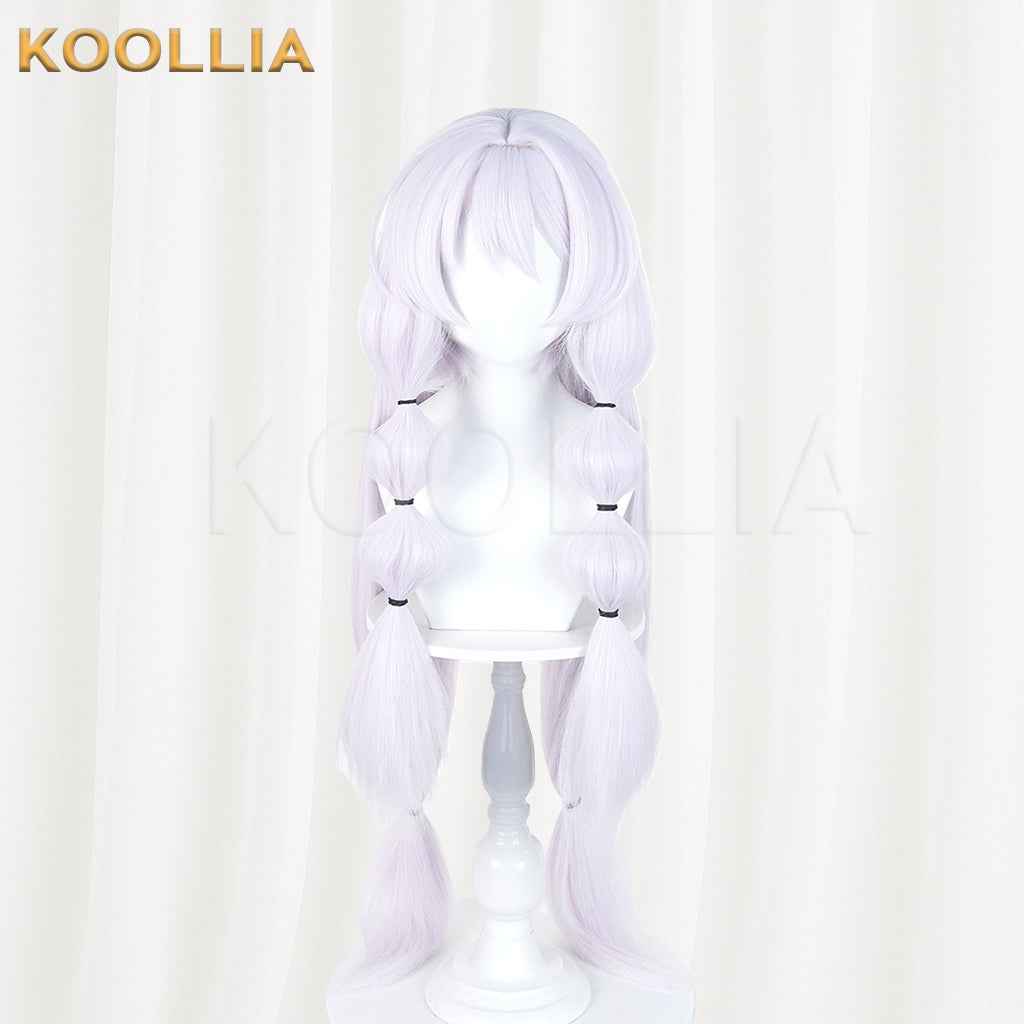 Puella Magi Madoka Magica Walpurgisnacht Rising Bebe Wig Pale Lavender‑White Realistic Scalp Top Thick Fluffy Fiber Bubble Twin Tails Basic Wig