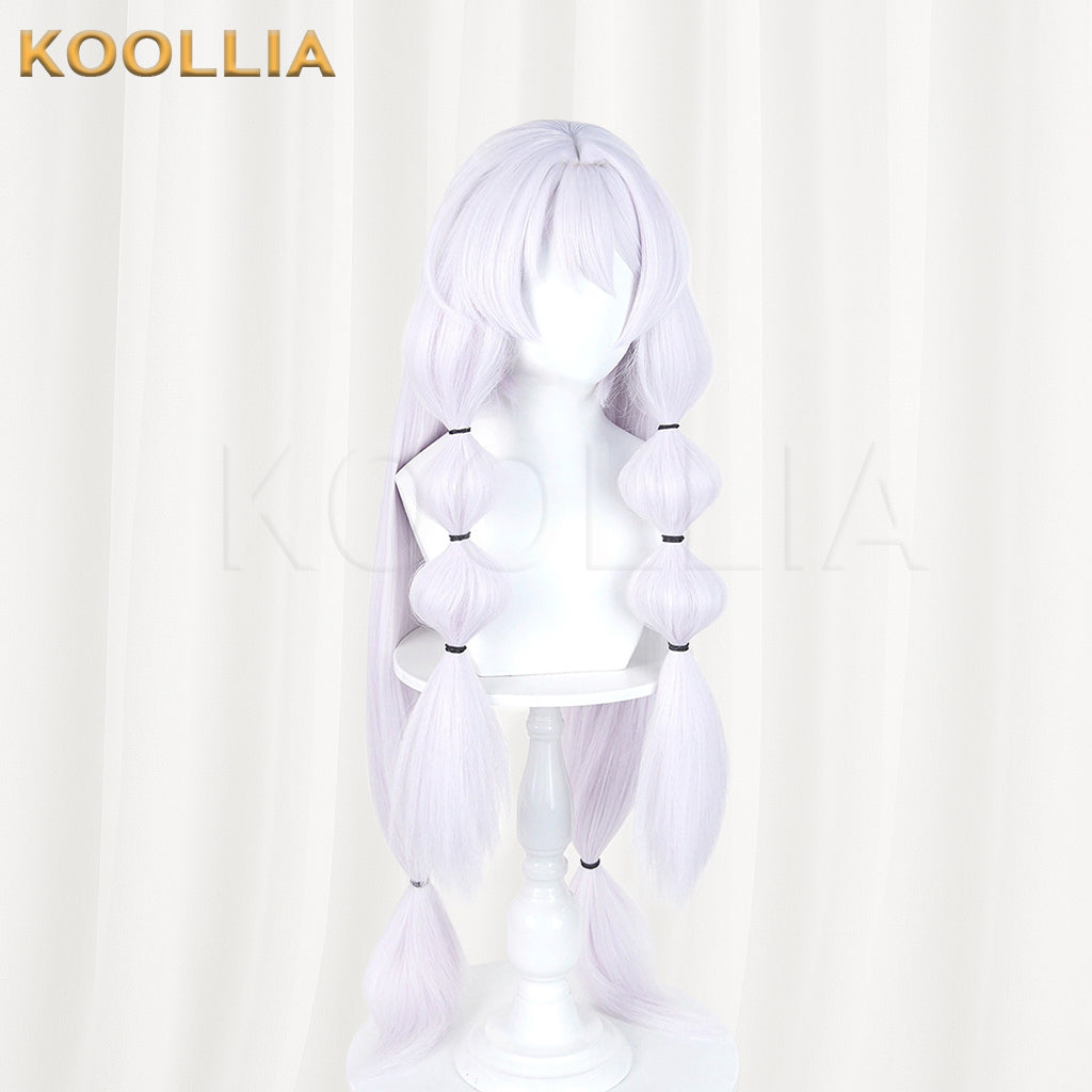 Puella Magi Madoka Magica Walpurgisnacht Rising Bebe Wig Pale Lavender‑White Realistic Scalp Top Thick Fluffy Fiber Bubble Twin Tails Basic Wig
