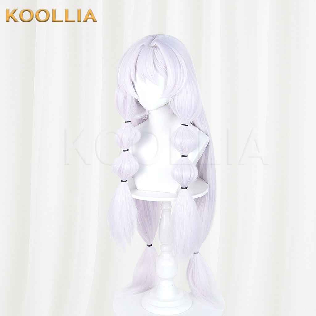 Puella Magi Madoka Magica Walpurgisnacht Rising Bebe Wig Pale Lavender‑White Realistic Scalp Top Thick Fluffy Fiber Bubble Twin Tails Basic Wig